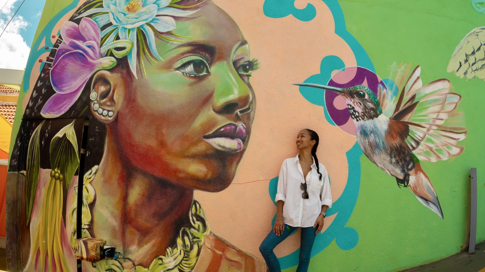 37. Woman and Hummingbird Mural - Image 1